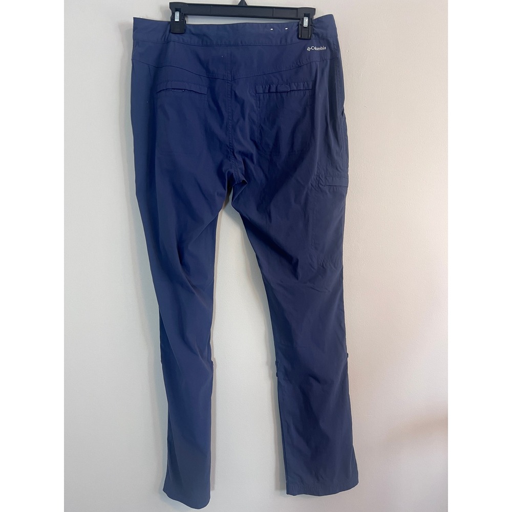 Columbia Navy Blue Roll Up Hiking Pants Womens 12 Long Straight Leg Cargo - Picture 2 of 8